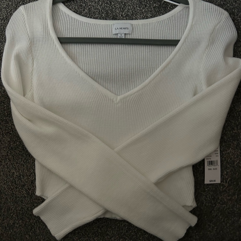 La Hearts Women's Cream V-Neck Sweater